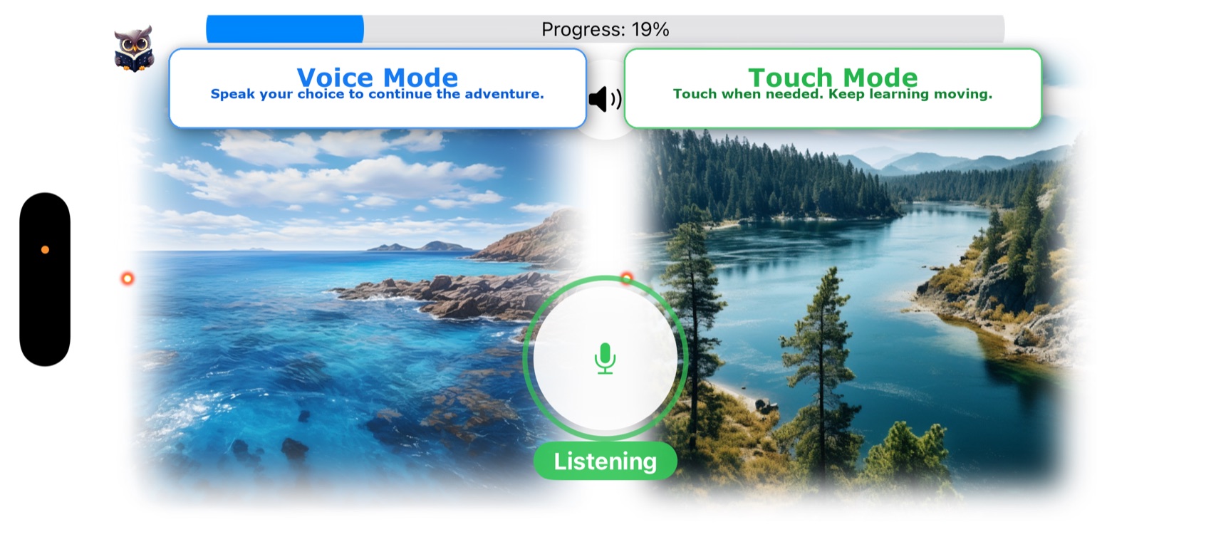 English Quest voice and touch modes